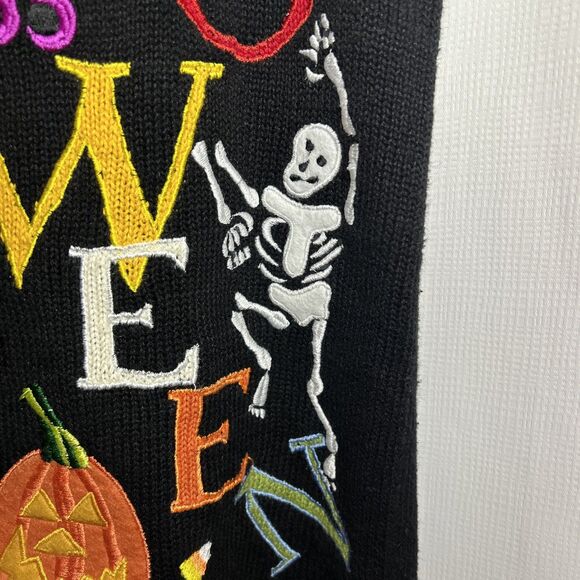 Tiara International Halloween Sweater Vest Size Medium Embroidered Pumpkin Ghost - Picture 5 of 12